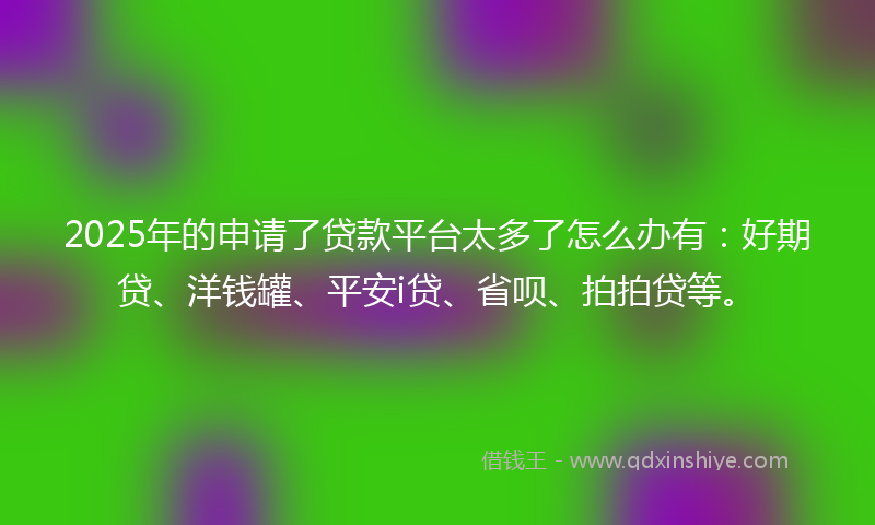 2025年的申请了贷款平台太多了怎么办有：好期贷、洋钱罐、平安i贷、省呗、拍拍贷等。