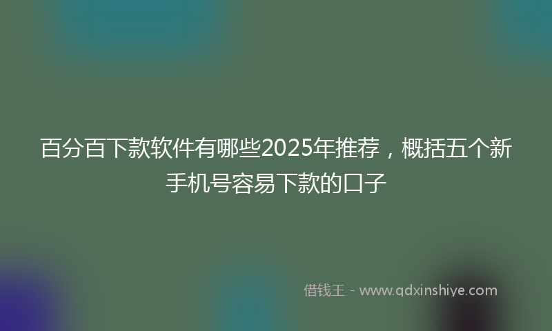 百分百下款软件有哪些2025年推荐，概括五个新手机号容易下款的口子