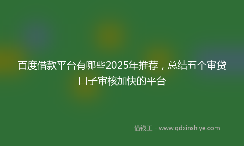 百度借款平台有哪些2025年推荐，总结五个审贷口子审核加快的平台
