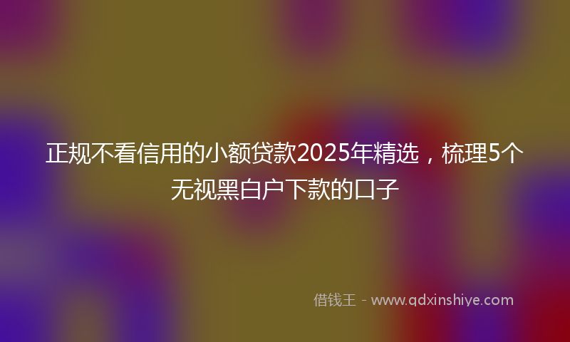 正规不看信用的小额贷款2025年精选，梳理5个无视黑白户下款的口子