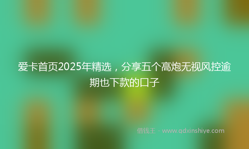 爱卡首页2025年精选，分享五个高炮无视风控逾期也下款的口子