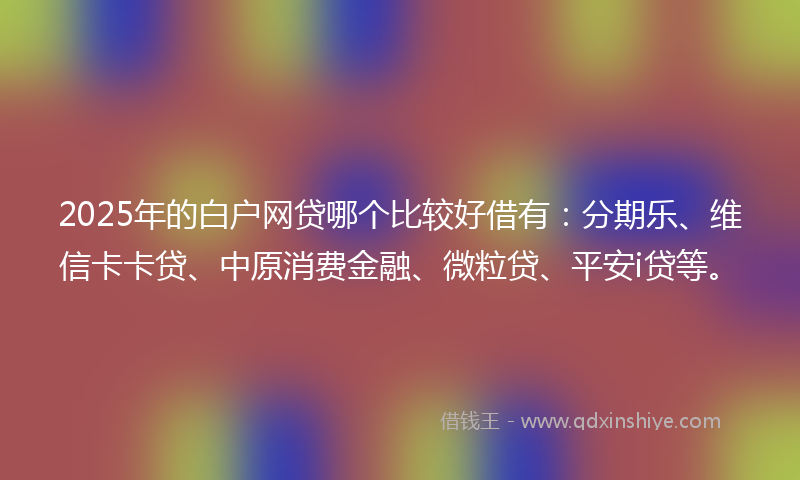 2025年的白户网贷哪个比较好借有：分期乐、维信卡卡贷、中原消费金融、微粒贷、平安i贷等。