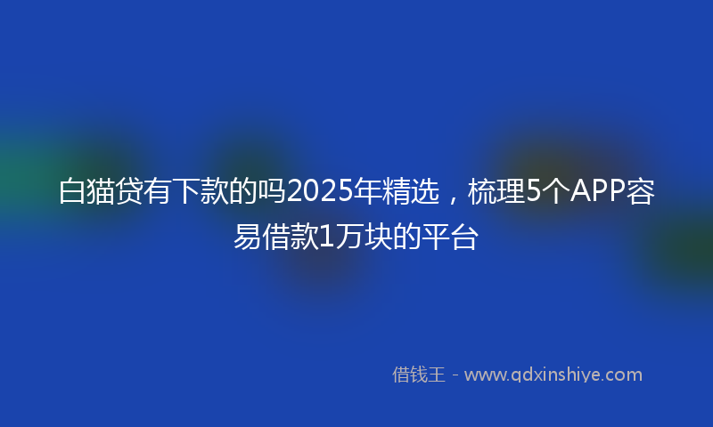 白猫贷有下款的吗2025年精选,梳理5个APP容易借款1万块的平台