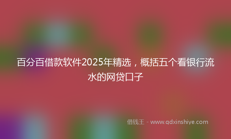 百分百借款软件2025年精选，概括五个看银行流水的网贷口子