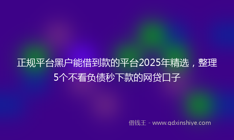 正规平台黑户能借到款的平台2025年精选，整理5个不看负债秒下款的网贷口子
