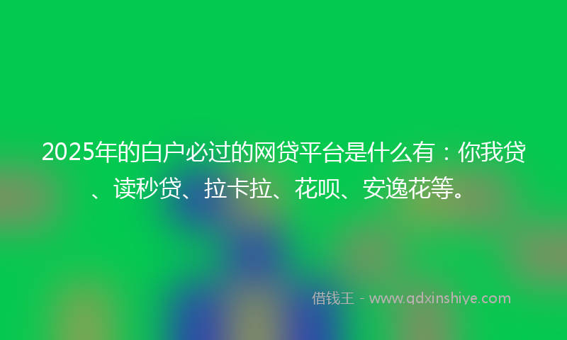 2025年的白户必过的网贷平台是什么有：你我贷、读秒贷、拉卡拉、花呗、安逸花等。