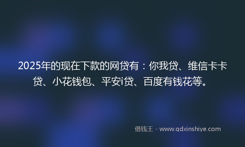 2025年的现在下款的网贷有：你我贷、维信卡卡贷、小花钱包、平安i贷、百度有钱花等。