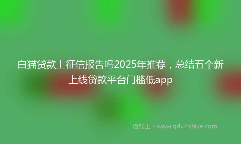 白猫贷款上征信报告吗2025年推荐，总结五个新上线贷款平台门槛低app