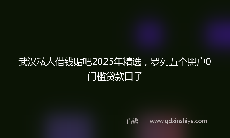 武汉私人借钱贴吧2025年精选，罗列五个黑户0门槛贷款口子