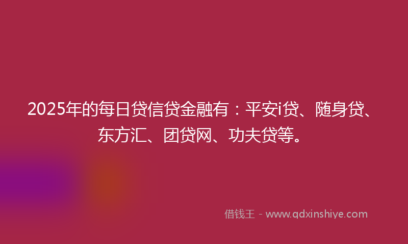 2025年的每日贷信贷金融有：平安i贷、随身贷、东方汇、团贷网、功夫贷等。