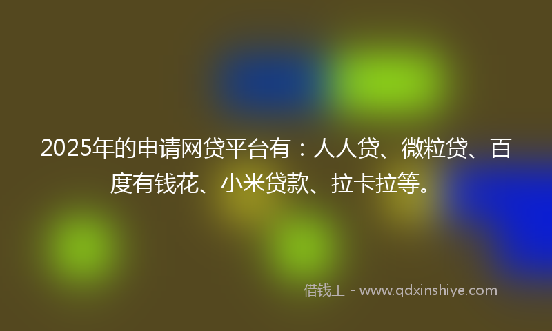 2025年的申请网贷平台有：人人贷、微粒贷、百度有钱花、小米贷款、拉卡拉等。