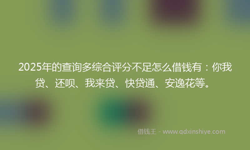 2025年的查询多综合评分不足怎么借钱有：你我贷、还呗、我来贷、快贷通、安逸花等。