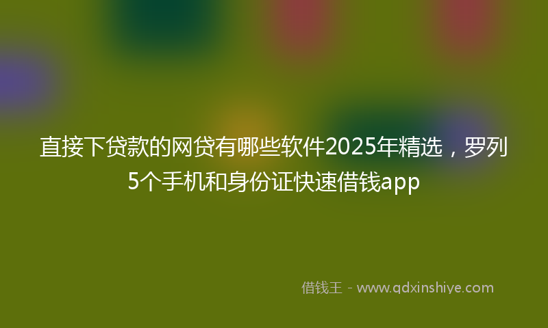 直接下贷款的网贷有哪些软件2025年精选，罗列5个手机和身份证快速借钱app