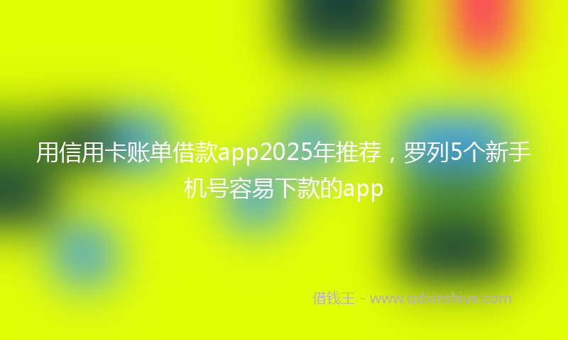 用信用卡账单借款app2025年推荐，罗列5个新手机号容易下款的app