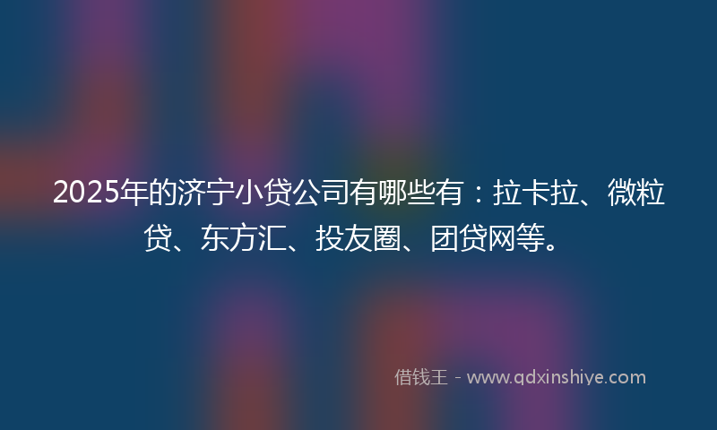 2025年的济宁小贷公司有哪些有：拉卡拉、微粒贷、东方汇、投友圈、团贷网等。