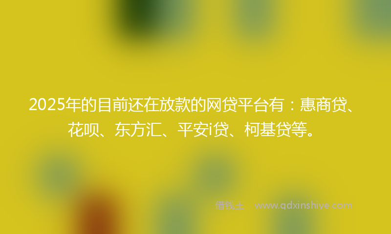 2025年的目前还在放款的网贷平台有：惠商贷、花呗、东方汇、平安i贷、柯基贷等。