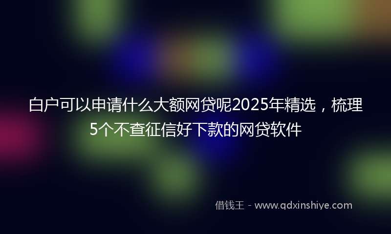 白户可以申请什么大额网贷呢2025年精选,梳理5个不查征信好下款的网贷软件