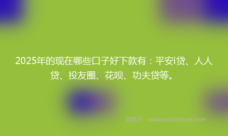 2025年的现在哪些口子好下款有：平安i贷、人人贷、投友圈、花呗、功夫贷等。