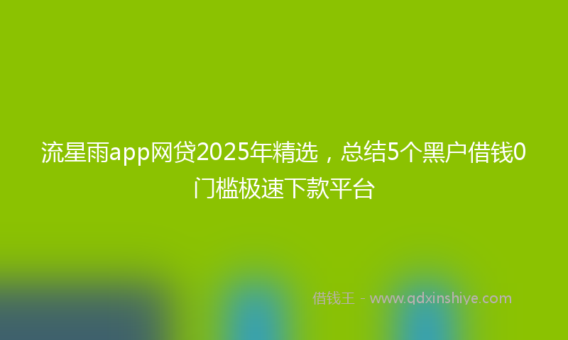 流星雨app网贷2025年精选,总结5个黑户借钱0门槛极速下款平台