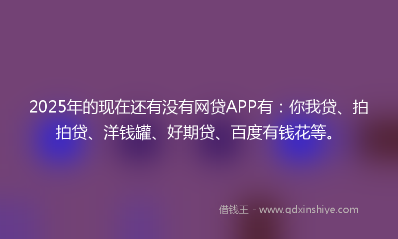 2025年的现在还有没有网贷APP有：你我贷、拍拍贷、洋钱罐、好期贷、百度有钱花等。