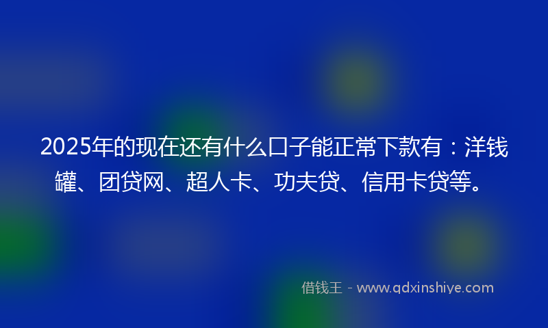 2025年的现在还有什么口子能正常下款有：洋钱罐、团贷网、超人卡、功夫贷、信用卡贷等。