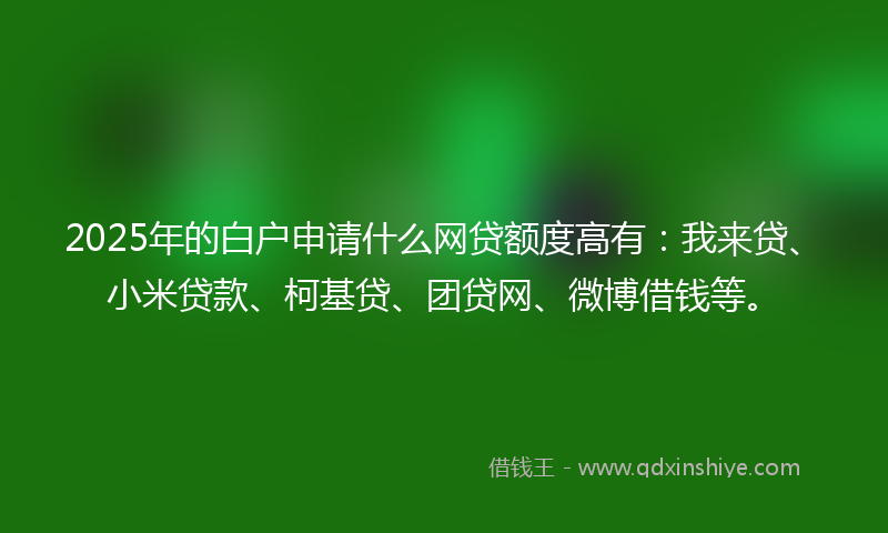 2025年的白户申请什么网贷额度高有：我来贷、小米贷款、柯基贷、团贷网、微博借钱等。