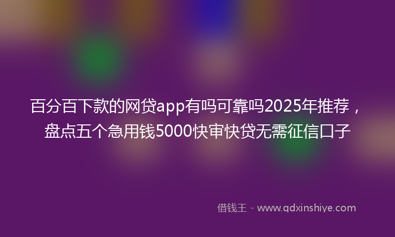 百分百下款的网贷app有吗可靠吗2025年推荐，盘点五个急用钱5000快审快贷无需征信口子