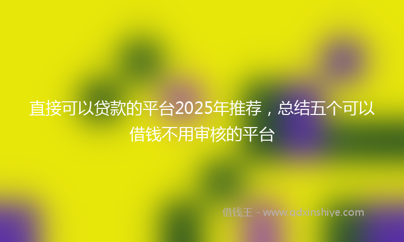 直接可以贷款的平台2025年推荐，总结五个可以借钱不用审核的平台