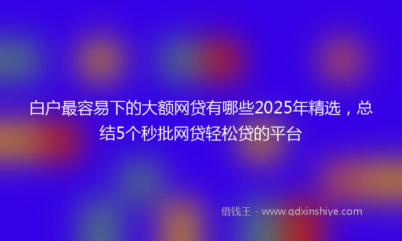 白户最容易下的大额网贷有哪些2025年精选，总结5个秒批网贷轻松贷的平台