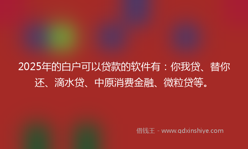 2025年的白户可以贷款的软件有：你我贷、替你还、滴水贷、中原消费金融、微粒贷等。