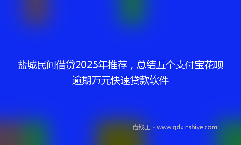 盐城民间借贷2025年推荐，总结五个支付宝花呗逾期万元快速贷款软件