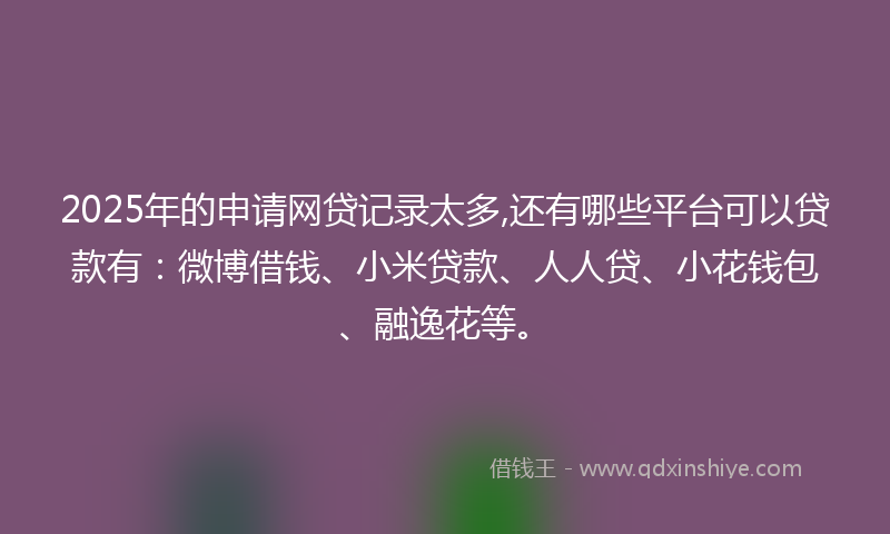 2025年的申请网贷记录太多,还有哪些平台可以贷款有：微博借钱、小米贷款、人人贷、小花钱包、融逸花等。
