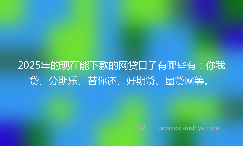 2025年的现在能下款的网贷口子有哪些有：你我贷、分期乐、替你还、好期贷、团贷网等。