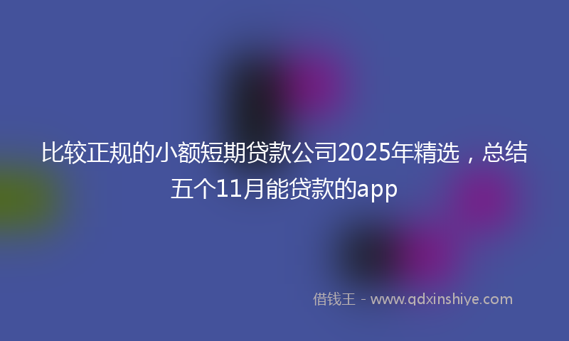 比较正规的小额短期贷款公司2025年精选，总结五个11月能贷款的app