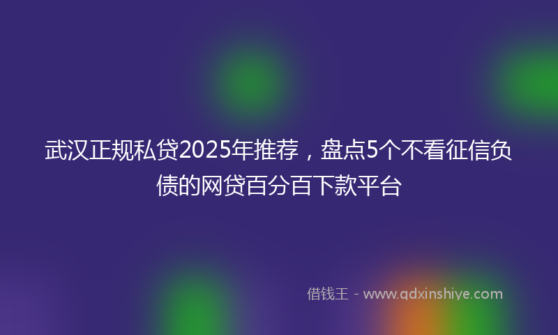 武汉正规私贷2025年推荐，盘点5个不看征信负债的网贷百分百下款平台