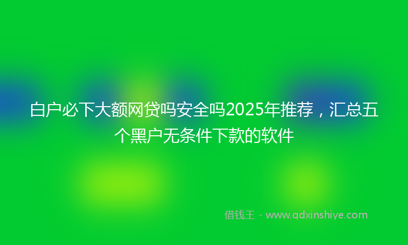 白户必下大额网贷吗安全吗2025年推荐，汇总五个黑户无条件下款的软件