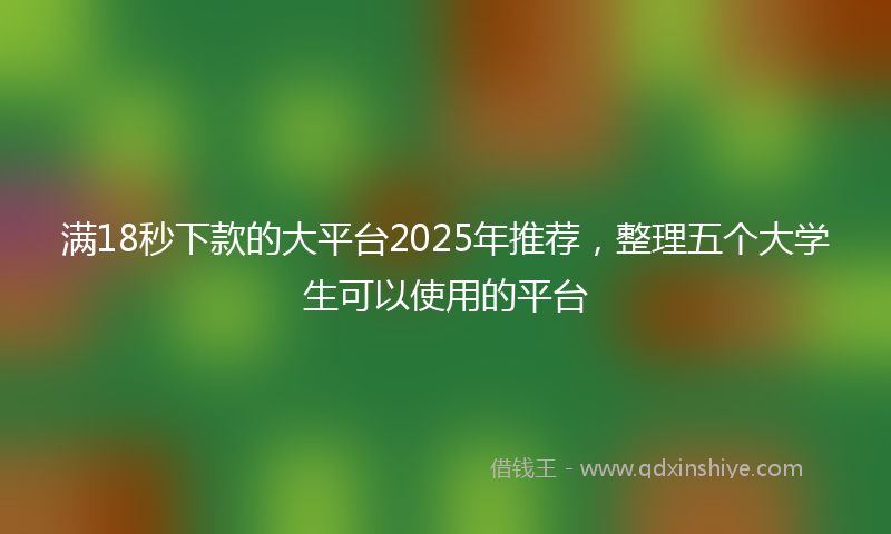 满18秒下款的大平台2025年推荐，整理五个大学生可以使用的平台