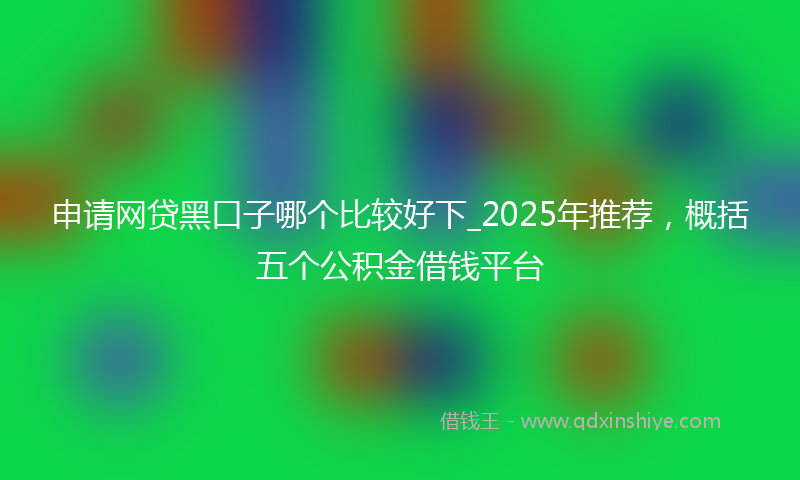申请网贷黑口子哪个比较好下_2025年推荐，概括五个公积金借钱平台