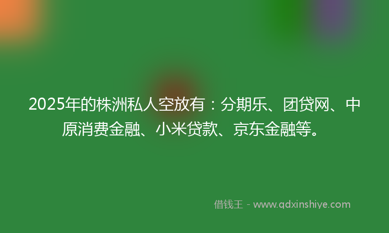 2025年的株洲私人空放有：分期乐、团贷网、中原消费金融、小米贷款、京东金融等。