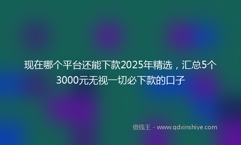 现在哪个平台还能下款2025年精选，汇总5个3000元无视一切必下款的口子