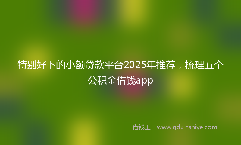 特别好下的小额贷款平台2025年推荐，梳理五个公积金借钱app