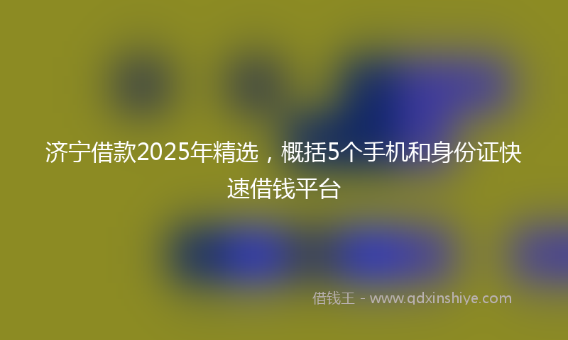 济宁借款2025年精选，概括5个手机和身份证快速借钱平台