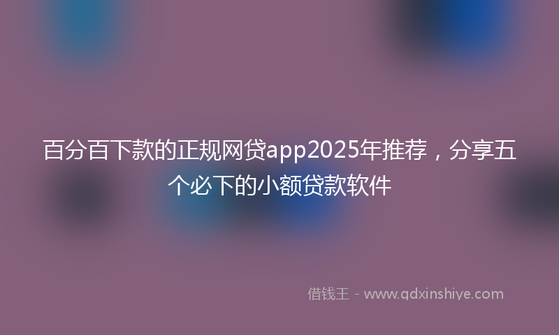 百分百下款的正规网贷app2025年推荐，分享五个必下的小额贷款软件