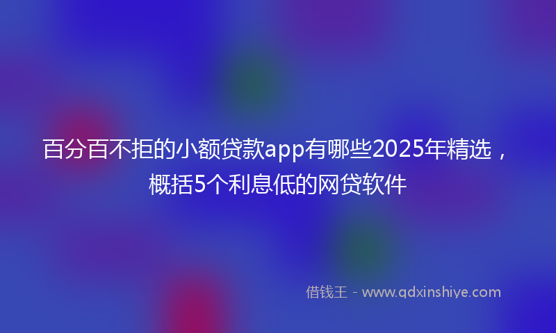百分百不拒的小额贷款app有哪些2025年精选，概括5个利息低的网贷软件