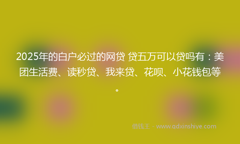 2025年的白户必过的网贷 贷五万可以贷吗有：美团生活费、读秒贷、我来贷、花呗、小花钱包等。