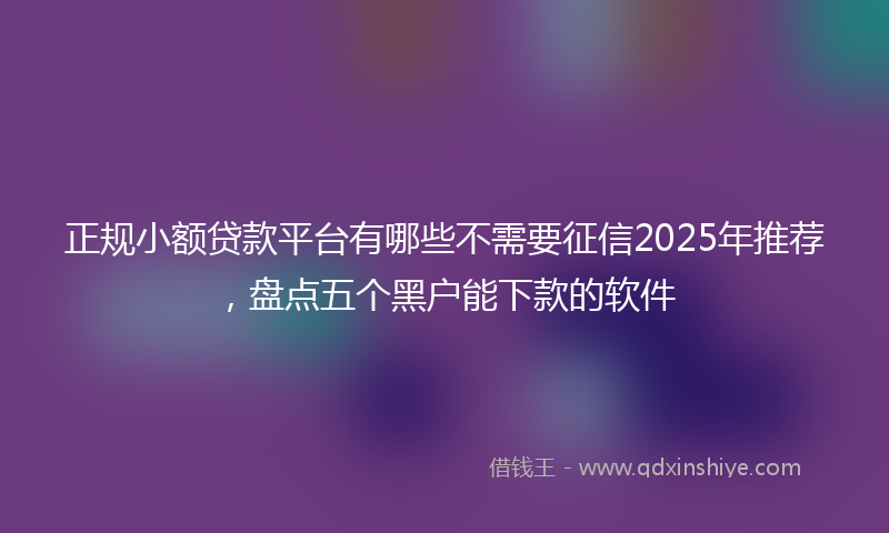 正规小额贷款平台有哪些不需要征信2025年推荐，盘点五个黑户能下款的软件