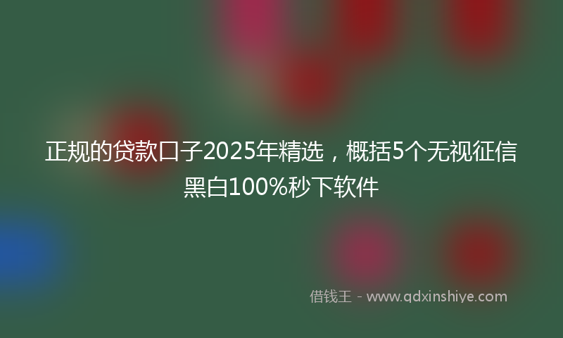 正规的贷款口子2025年精选，概括5个无视征信黑白100%秒下软件