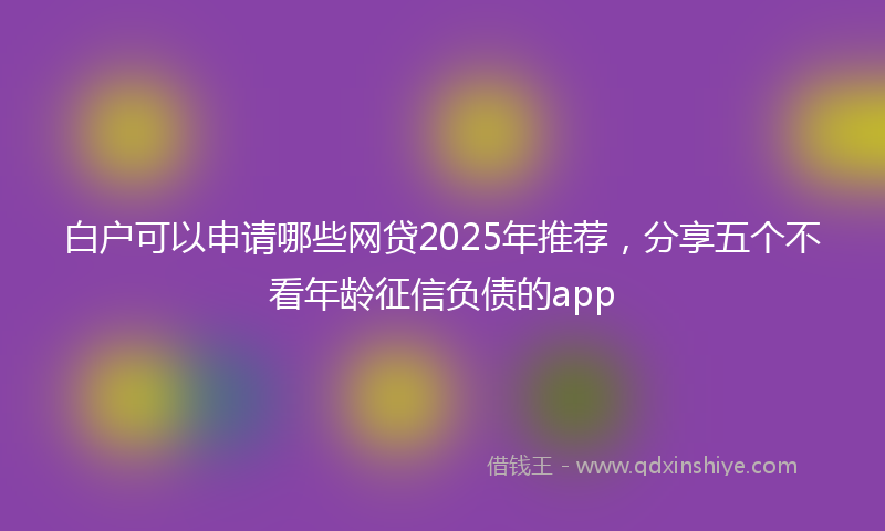白户可以申请哪些网贷2025年推荐，分享五个不看年龄征信负债的app