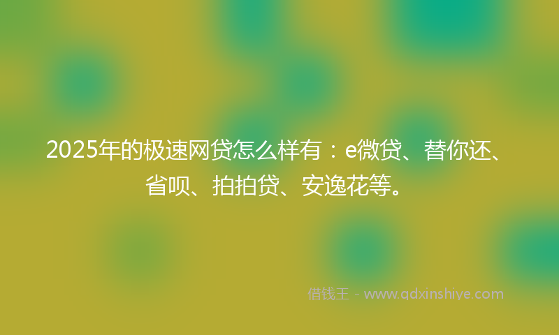 2025年的极速网贷怎么样有：e微贷、替你还、省呗、拍拍贷、安逸花等。