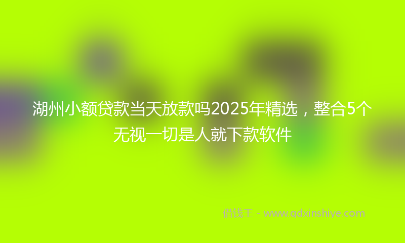 湖州小额贷款当天放款吗2025年精选，整合5个无视一切是人就下款软件